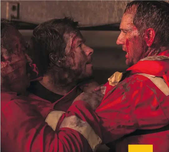  ?? PHOTOS: ELEVATION PICTURES ?? Mark Wahlberg, centre, and others help Deepwater Horizon escape disaster-movie cliches.