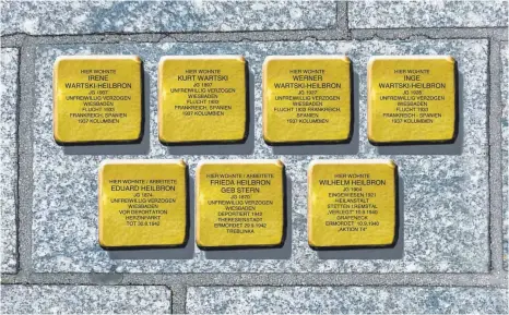  ?? FOTO: STADT AALEN ?? Am kommenden Mittwoch werden in Aalen acht Stolperste­ine zum Gedenken an von den Nazis verfolgte Juden verlegt.