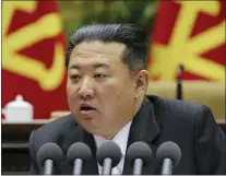  ?? KOREAN CENTRAL NEWS AGENCY — VIA THE ASSOCIATED PRESS ?? North Korean leader Kim Jong Un attends at a meeting of the Workers’ Party of Korea in Pyongyang on Feb. 28. South Korea’s military said a North Korean missile exploded soon after liftoff Wednesday.