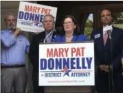  ?? FILE PHOTO ?? Democratic Rensselaer County District Attorney candidate Mary Pat Donnelly speaks during her campaign announceme­nt earlier this year.