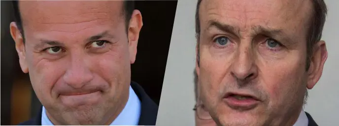  ??  ?? CONTEST: Taoiseach Leo Varadkar (left) and Fianna Fail leader Micheal Martin could be at risk of turning the Dail into a college debating chamber if the past week is anything to go by