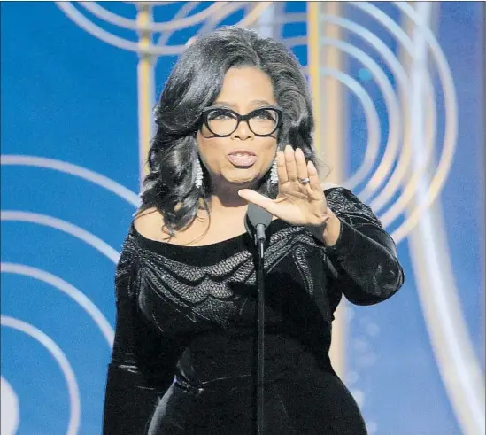  ?? Paul Drinkwater NBC ?? OPRAH WINFREY received the Cecil B. DeMille Award on Sunday at the 75th Golden Globes, but it was her galvanizin­g speech that had the entire room buzzing.