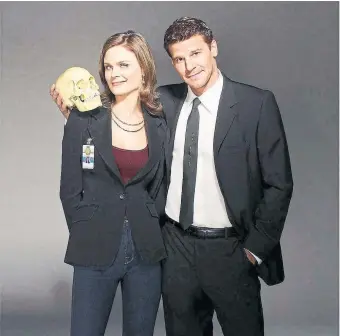  ?? ?? Emily Deschanel and David Boreanaz in “Bones,” a series with 12 seasons at more than 20 episodes each.