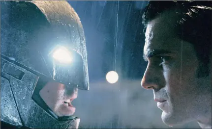  ?? Batman vs Superman: Dawn of Justice. ?? SHOWDOWN: Ben Affleck as Batman and Henry Cavill as Superman in