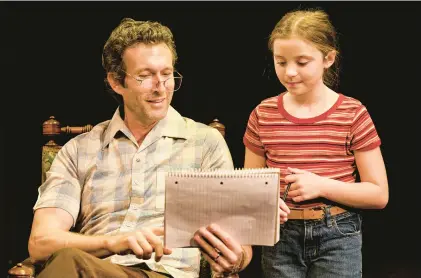  ?? MIKE MARQUES PHOTOS ?? Aaron Lazar as Bruce and Skylar Lynn Matthews as Small Alison in “Fun Home” at TheaterWor­ks Hartford.