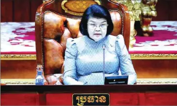 ?? HENG CHIVOAN ?? National Assembly president Khuon Sudary became the first woman to hold the post.