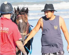  ?? ?? Levin trainer Mark Goodwin and Skyphyta at Hokio Beach.