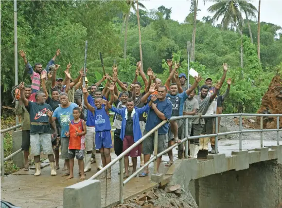  ?? Photo: Laisa Lui ?? Village men of Nasolo in Bua standing on the bridge which was solely funded and built by them on September 22,2020.