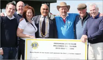  ??  ?? At the golf classic organised by the Drogheda Lions Club were Tom Wilkinson, John Coyle, Mary Ann Agrios, Franklin Fernandes, Bernard McGowan, Kieran Flynn and Des Travers. Below: Michael Culinane, Franz Keller, Paul Moore and Ambrose McGinnity.