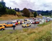  ??  ?? The gathering: the fleet stops for a break near Dunedin