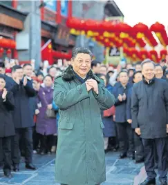  ?? [Imago/Ju Peng] ?? Staatschef Xi Jinping bei einem Besuch im Nordosten Chinas.