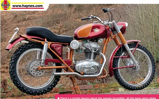  ??  ?? There’s a certain beauty about the pseudo Scrambler. All the basic parts relate to late 50s Ducati singles, the forks (modified), the frame (modified), the engine, likewise. Ducati retained a commonalit­y among their machines that allows parts from a...