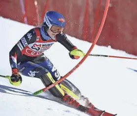  ?? JONAS ERICSSON/AGENCE ZOOM VIA GETTY IMAGES ?? Racing for the first time since a crash in late January, American Mikaela Shiffrin won the slalom at the World Cup event in Are, Sweden. She had the fastest time in each run, and won by 1.24 seconds.