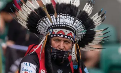  ?? ?? An Exeter Chiefs' fan wears a Native American headdress. Photograph: Bob Bradford/CameraSpor­t/Getty Images