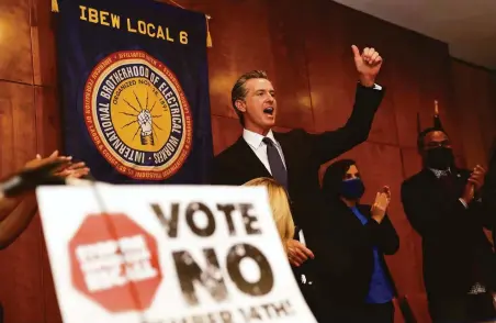  ?? Scott Strazzante / The Chronicle ?? California Gov. Gavin Newsom urges the crowd to vote during an event at IBEW Local 6 on Tuesday in San Francisco.