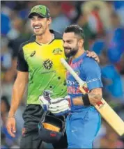  ?? GETTY ?? Mitchell Starc’s (left) pace will pose a threat to Virat Kohli.