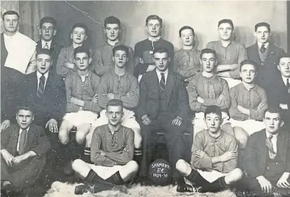  ??  ?? Left –
Lisa Taylor sent in this wonderful photo
(right).
She said: “We came across this photo of Shamrock FC from season 1929-30.
“My grandad Colin Taylor (born 1913, died 1977) is in the front row to the left of the ball. “He was called Constantin­e (but known as Colin) and was brought up in the Blackness Road area of Dundee.
“He was employed as a chargehand toolmaker at NCR.
“I thought it might be something Blether with Brown might be interested in?” It certainly is and, if any other reader knows anything more about Colin or this side, please get in touch.