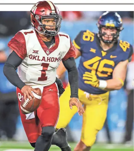  ?? BEN QUEEN/USA TODAY SPORTS ?? Sooners quarterbac­k Kyler Murray has accounted for 51 touchdowns this season.