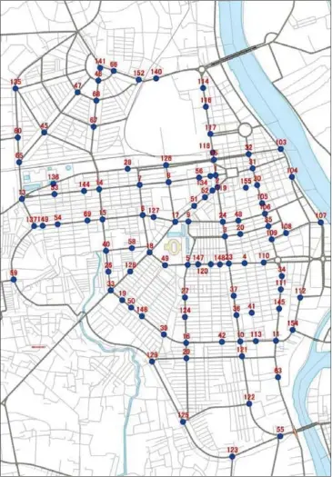  ?? SUPPLIED ?? A map showing the planned installati­on locations for Phnom Penh’s new model traffic lights, which are slated to be partially operationa­l by January.