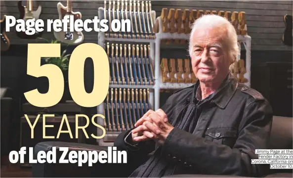  ?? Photos by AP ?? Jimmy Page at the Fender Factory in Corona, California on October 10.