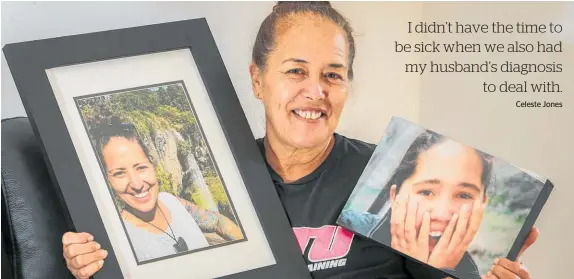  ?? Photo / Paul Taylor ?? Celeste Jones holds pictures of the daughters she has lost, Domanique and Alenice.