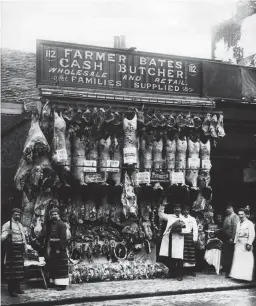  ??  ?? An extensive New Year’s display outside a butcher’s shop, c1900