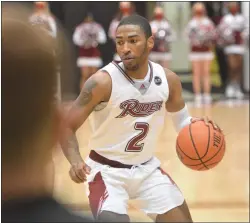  ?? KYLE FRANKO — TRENTONIAN PHOTO ?? Rider’s Allen Powell (2) dribbles the ball against Gwynedd Mercy during a NCAA men’s basketball game at Alumni Gymnasium.