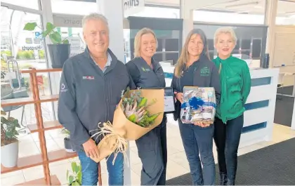  ?? Photo / Rachel Canning ?? Harcourts Taupō Good Sort award for September 2022 went to Greening Taupō . Mayor David Trewavas (left), Greening Taupō and Predator Free Taupō co-ordinator Robyn Ellis, Kids Greening Taupō assistant education coordinato­r Heidi Pritchard, and Harcourts Taupō co-owner Mary-Louise Johns (right).