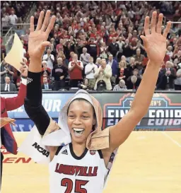  ?? SCOTT UTTERBACK/USA TODAY NETWORK ?? New York Liberty guard Asia Durr is shown celebratin­g while with Louisville during the Women’s NCAA Tournament in 2019.