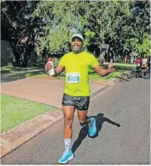  ?? ?? LWAZI Kama, Director of Product Developmen­t at Transunion, is one of the 20 runners lacing up their shoes for the Two Oceans Marathon. | SUPPLIED