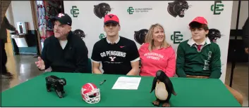  ?? MARK PEREZ — FOR THE MORNING JOURNAL ?? Elyria Catholic’s Jack Keanneally on signing day, Dec. 15.