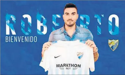  ?? FOTO: MÁLAGA CF ?? Ya posa con la camiseta del Málaga Adiós al RCD Espanyol y alivio para la nómina de un Espanyol necesitado de liquidez salarial