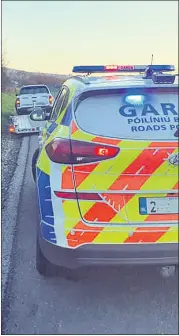  ?? (Photo: Garda FB) ?? This driver pulling a trailer was detected speeding on the M8 and drug tested positive for cocaine.