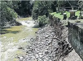  ?? (LA VOZ) ?? Peligro. El río, cada vez que crece, invade más terrenos costeros.