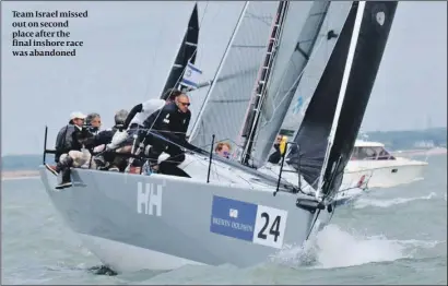  ?? PHOTOS: HAARMONICA ?? Team Israel missed out on second place after the final inshore race was abandoned