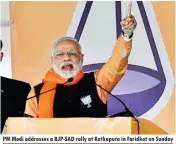  ??  ?? PM Modi addresses a BJP-SAD rally at Kotkapura in Faridkot on Sunday