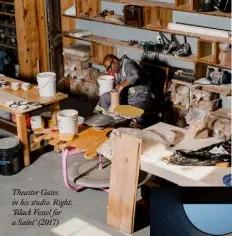  ?? ?? Theaster Gates in his studio. Right: ‘Black Vessel for a Saint’ (2017)