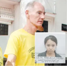  ?? SCULLY FOTO TAKEN FROM MAKO FILES FACEBOOK ACCOUNT, MARGALLO’S FOTO FROM PNP FILES ?? SUSPECTS. Peter Gerard Scully and Liezyl Margallo, a prison warden said, may have communicat­ed even if the former was serving jail time.