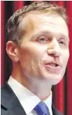  ?? AP ?? Missouri Gov. Eric Greitens has denied taking naked photos of his hairdresse­r and blackmaili­ng her to keep their affair quiet.