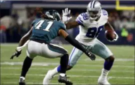  ?? RON JENKINS — THE ASSOCIATED PRESS FILE ?? Eagles cornerback Ronald Darby (41) defends as Dallas’ Dez Bryant gains yardage after catching a pass last November in Arlington, Texas.