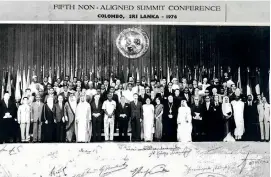  ??  ?? President Sirimavo Bandaranai­ke chaired the 86 member Non Aligned Movement in 1976. Pic Sirimavo Bandaranai­ke.org.