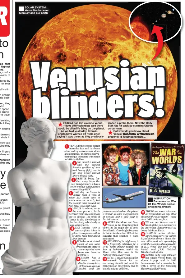  ??  ?? SOLAR SYSTEM: Venus lies between Mercury and our Earth