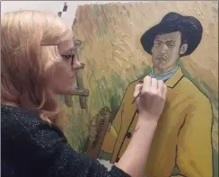  ??  ?? Rathmore artist Sandra Hickey who was one of the artists that worked on Oscar nominated animated film Loving Vincent is pictured here working on one of the 65,000 paintings used in the picture.