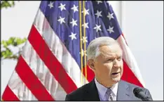  ?? ROSS D. FRANKLIN / AP ?? Attorney General Jeff Sessions tours the U.S.-Mexico border with border officials on Tuesday in Nogales, Ariz. Sessions announced making immigratio­n enforcemen­t a key Justice Department priority.