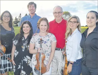  ?? SALLY COLE/THE GUARDIAN ?? Past and present members of Fiddlers’ Sons take a break before the Ladies of Fiddlers’ Sons edition of the Egg Farmers of Prince Edward Island Close to the Ground Concert. From left are Sheila MacKenzie, Maria McDougall Bartlett, Eddy Quinn, Courtney Hogan-Chandler, John B. Webster, Cynthia MacLeod and Keelin Wedge.