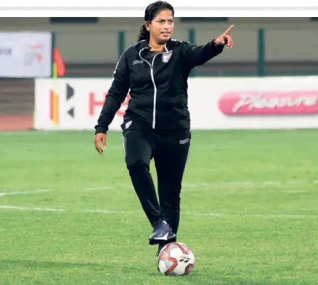  ?? BISWARANJA­N ROUT ?? Hopeful: The women’s national team coach Maymol Rocky hopes that the Indian Women’s League can be played in front of spectators. “The league is scheduled for February-march and hopefully things will be okay and back to normal by then. The girls love to play in front of fans,” she said.