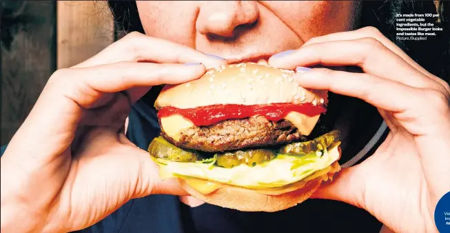  ?? Picture / Supplied ?? It’s made from 100 per cent vegetable ingredient­s, but the Impossible Burger looks and tastes like meat.