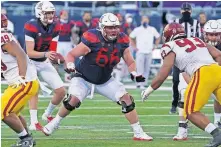  ??  ?? Arizona offensive lineman Robert Congel (66) was one of several high-profile transfers to OU last month. [AP PHOTO/RICK SCUTERI]