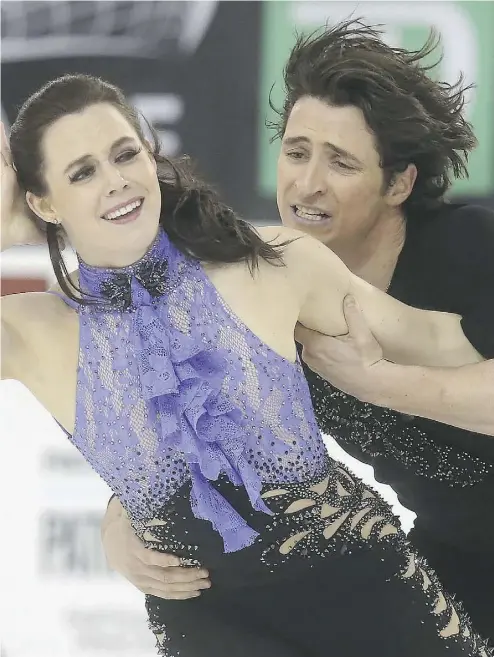  ?? TONY CALDWELL / POSTMEDIA NEWS ?? Tessa Virtue and Scott Moir in the short dance portion of the National Skating Championsh­ips in Ottawa.