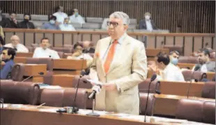  ??  ?? ISLAMABAD
Federal Minister for Finance and Revenue, Shaukat Tarin expressing his views on the floor of the National Assembly.
-APP